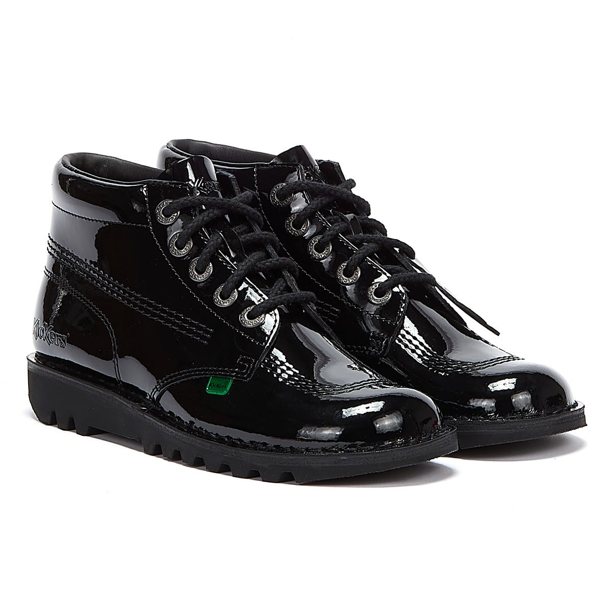 Kickers Kick Hi Womens Patent Stiefel - (Schwarz)