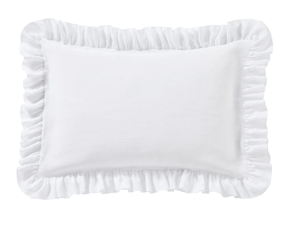 Taie d'oreiller en lin blanc 50 x 75 cm