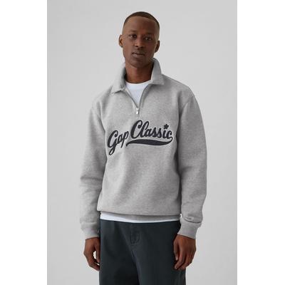Gap Mens Grey Logo Vintage Oversized Quarter-Zip Sweatshirt - Grey