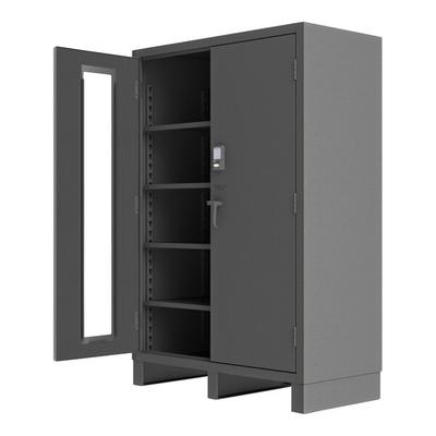 Durham Mfg 60" x 24" x 78" 14 Gauge Steel 4-Shelf Access Control Storage Cabinet with CompX Electronic Lock and Clear-View Door 3704CXC-BLP4S-95