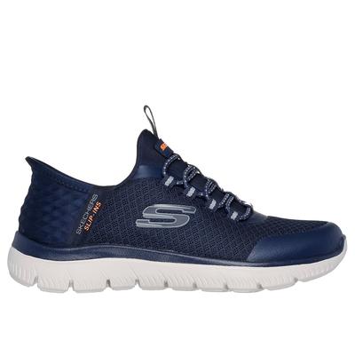 Skechers Boy's Slip-ins: Summits - High Range Sneaker | Size 13.5 | Navy/Orange | Textile/Synthetic | Vegan | Machine Washable