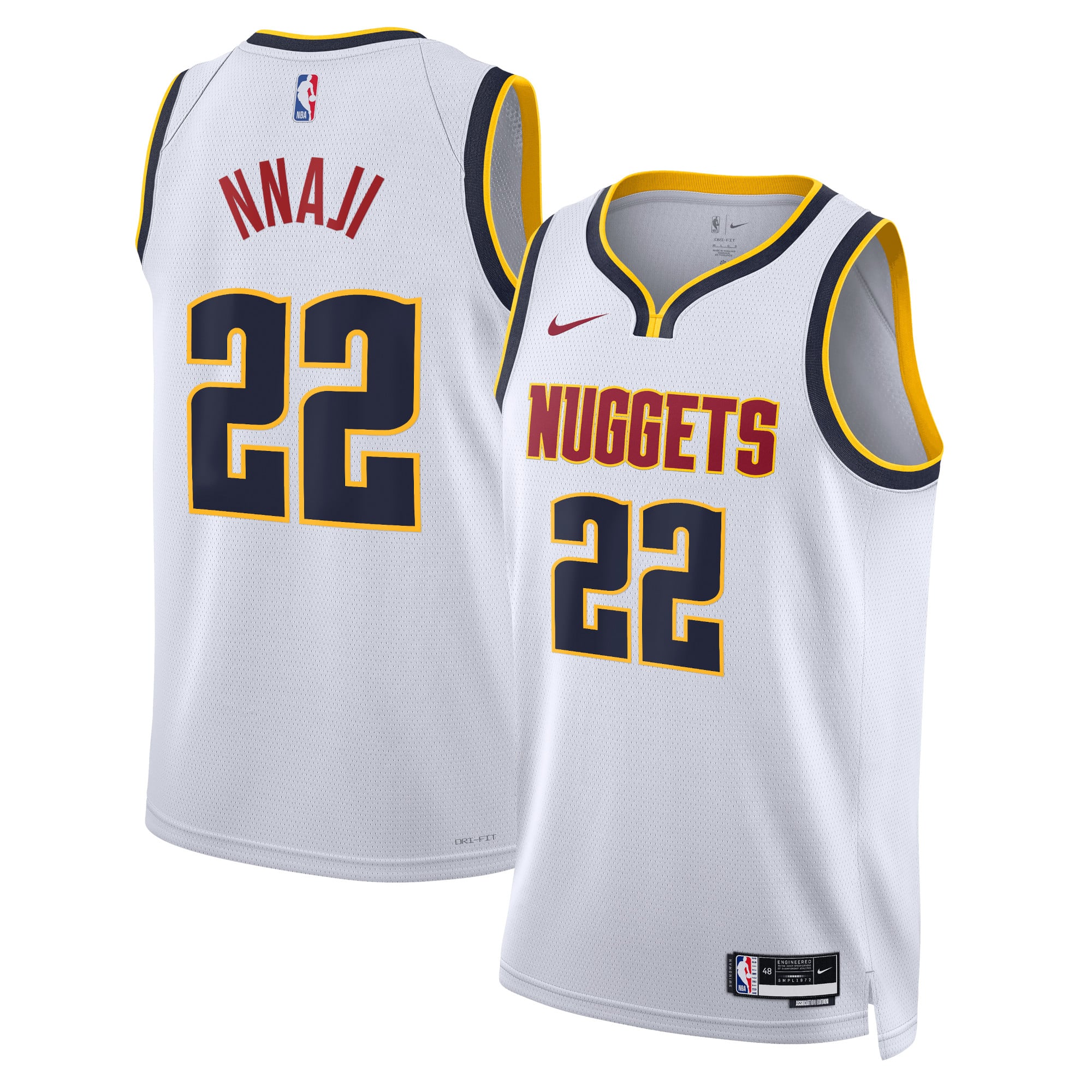 Maillot Swingman Nike Association Edition Denver Nuggets - Blanc - Zeke Nnaji - Unisexe - Homme Taille: XS