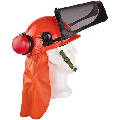 Forsthelm Forst-Schutzhelm orange Gesichtsschutz Gehörschutz Image