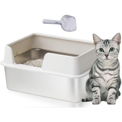 Katzentoilette, Katzentoilette aus Edelstahl, Toilette für große Katzen und Kaninchen – klebt nicht Image