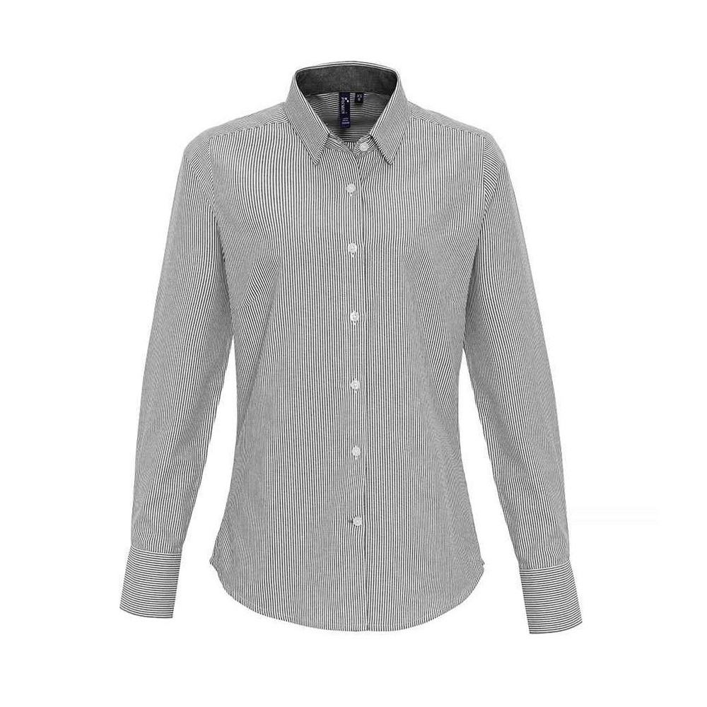 Premier - Formelles Hemd für Damen Langärmlig (Weiß/Grau) Image