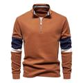 felpe con collo finto e cerniera a un quarto da uomo, pullover casual patchwork, felpa in misto cotone per uomo
