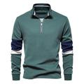 felpe con collo finto e cerniera a un quarto da uomo, pullover casual patchwork, felpa in misto cotone per uomo