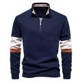 felpe con collo finto e cerniera a un quarto da uomo, pullover casual patchwork, felpa in misto cotone per uomo