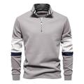 felpe con collo finto e cerniera a un quarto da uomo, pullover casual patchwork, felpa in misto cotone per uomo