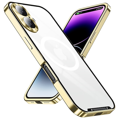 telefono Custodia Per iPhone 16 15 14 Pro Max 13 Pro Max Custodia ad adsorbimento magnetico Con Magsafe Protezione Lente Fotocamera Supporta la Ricarica Wireless Resistente agli urti Acrilico Lega di