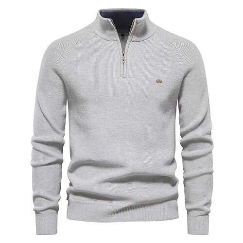 Neue herbst baumwolle reißverschluss strickjacken für männer mode lässig sozialen männer pullover hohe kragen warme winter gestrickte pullover männer