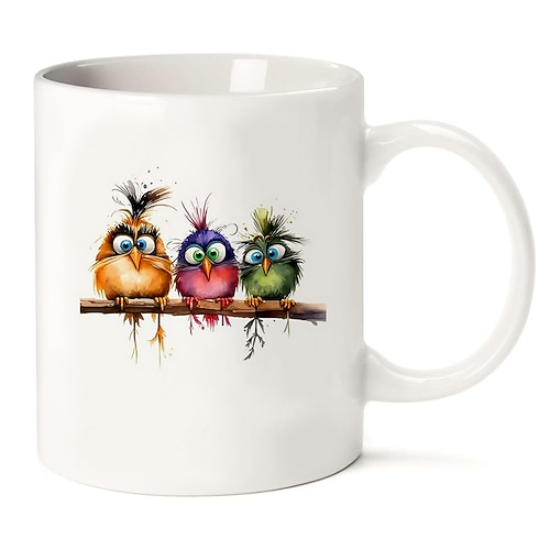 Vogel-Kaffeetasse, 312 ml, Keramiktasse, lustige Tasse, lustige Kaffeetasse für Familie/Freunde/Schwester/Kollegin, originelle Kaffeetasse, Sommer-Winter-Trinkgeschirr, Party-/Geburtstagsgeschenk Image