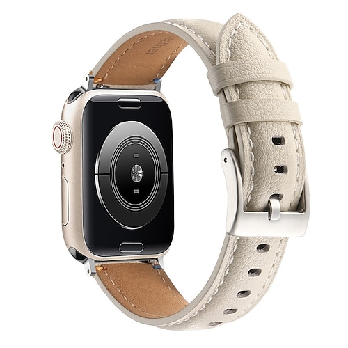 Lederband Kompatibel mit Apple Watch Armband 38mm 40mm 41mm 42mm 44mm 45mm 49mm Metallverschluss Luxus Verstellbar Echtes Leder Ersatzarmband für iwatch Ultra 2 Series 9 8 7 SE 6 5 4 3 2 1 Image
