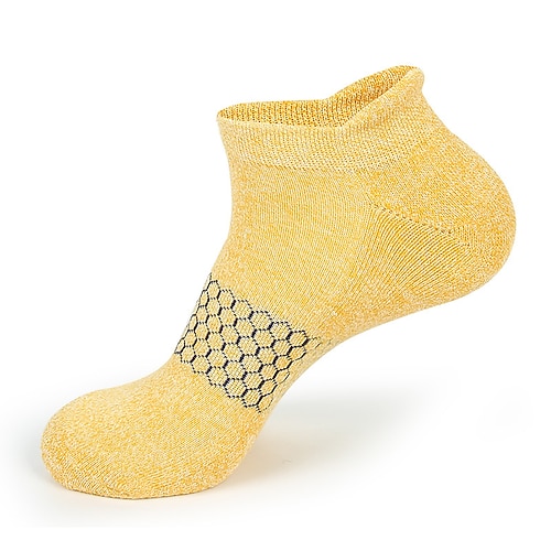 Herren 5 Paare Mehrfachpackungen Socken Ankle Socken Niedrig geschnittene Socken Freizeitsocken Gelb Rote Farbe Glatt Sport Natur Täglich Urlaub Grundlegend Mittel Frühling Herbst Modisch Image