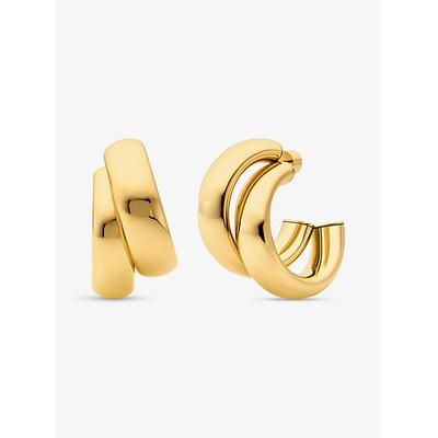 Michael Kors Large Precious Metal-Plated Brass Double Hoop Earrings Gold One Size