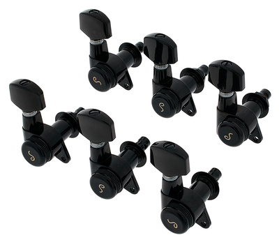 Schaller M6 Klemm Mechaniken 6x links schwarz