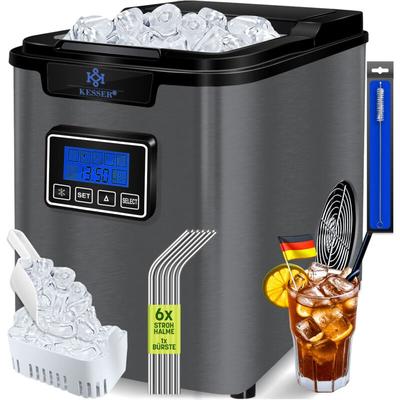Eiswürfelbereiter Eiswürfelmaschine Edelstahl 150W Ice Maker 12 kg 24 h 3 Würfelgrößen Zubereitung