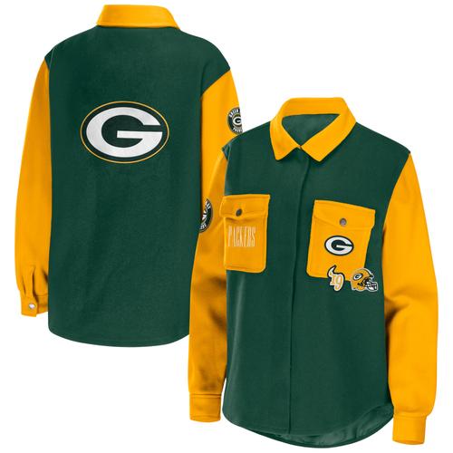 Damenbekleidung von Erin Andrews Grüne Green Bay Packers Snap-Up-Shirtjacke