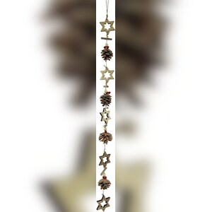 WDMT Weihnachtsdekorationsgirlande - Girlande Holzstern Weihnachtsbaum | 85cm | Braun Image