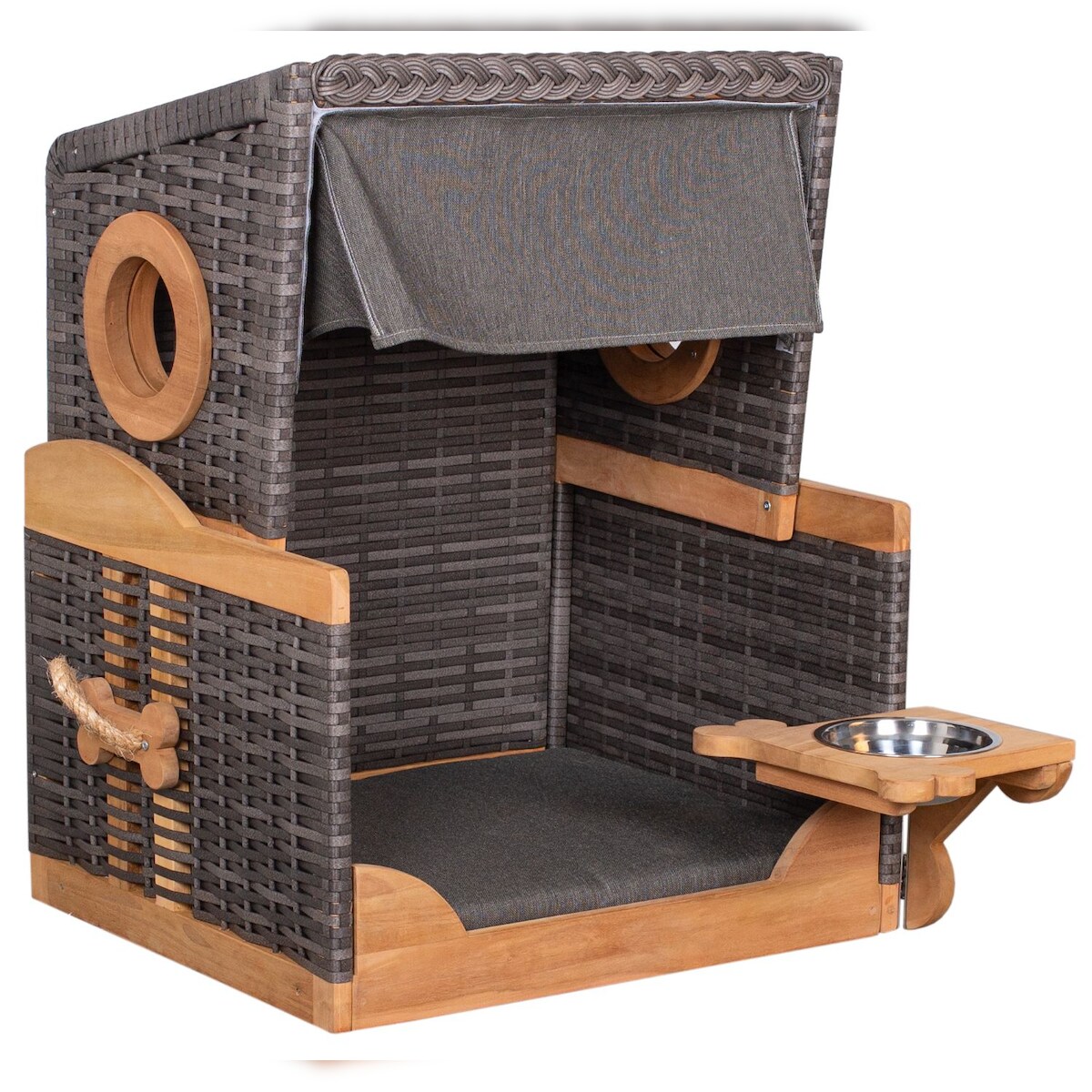 dekoVries GmbH deVries Hundestrandkorb Knochenfinder - PE stone grey - Dessin 464 Image