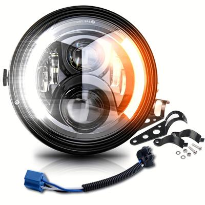 TEMU 7 Inch Led Round Motorcycle Light With Housing Bucket Turning & Drl Lights For Universal 7inch Size