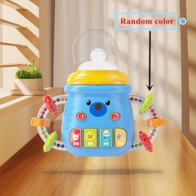 TEMU Soothing Musical Shaker Toy With For Toddlers, Interactive Plastic Rattle With Cartoon Design, Educational For 0-3 Years - Chinese