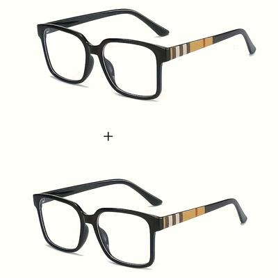 TEMU Stylish Retro Square Blue Light Blocking Glasses - Tr90 Frame, Unisex Optical Transparent Lenses, Stylish Computer Glasses