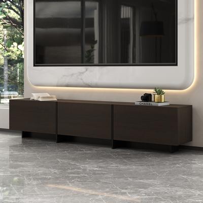 Brown Modern Entertainment Center with Hidden Storage Shelf