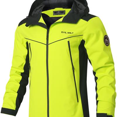 TEMU Men's Hooded Jacket - Casual Mountaineering Coat For Autumn And Winter, Polyester, Color , Outdoor, Clothing Image