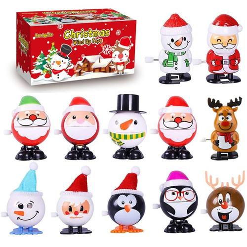 12er-Pack Weihnachts-Adventskalender-Spielzeugset, Aufziehspielzeug für, Sortierter Weihnachtsmann,