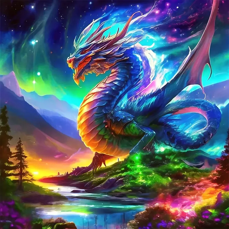 RUOPOTY 5d bricolage diamant peinture Dragon plein rond carré strass diamant Art peinture artisanat pour débutants décors à la maison