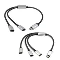 Tablet per cellulare TypeC Hub 3 porte da uno a due Splitter per interfaccia Typec USB C maschio a due USB C femmina Splitter Charger Power