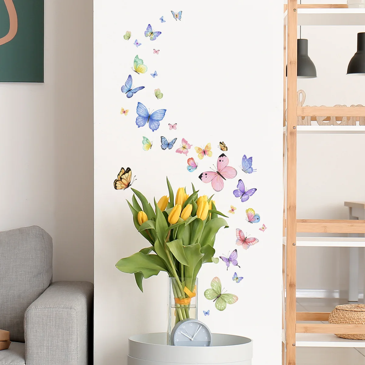 Adesivo sfondo farfalle colorate Adesivi murali murali rimovibili per la decorazione della camera da letto della casa per adesivi per ragazze Bambini
