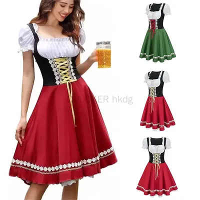 2023 Neues Münchner Oktoberfest-Kostüm für Damen, Dirndlkleid, traditionelle deutsche bayerische Biermädchen-Partykleider Image