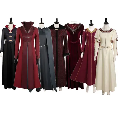 Rhaenyra Cosplay erwachsene Frauen Fantasie Kleidung Halloween Kleid Halskette Kostüm Drachen Cosplay Verkleidung Outfits Karneval Party Image