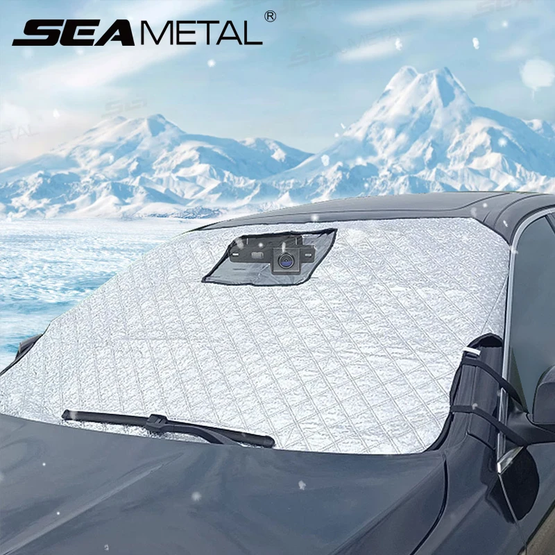 Seametal Auto Windschutz schild Schnees child für Winter Outdoor schnees ichere Schutzhülle Sonnenschutz mit Dashcam Loch wind dichten Riemen Image