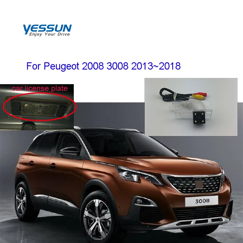 Yessun hinten kamera Für Peugeot 2008 3008 2013 ~ 2018 HD Nachtsicht Reverse Kamera/backup kamera lizenz platte lampe cam Image