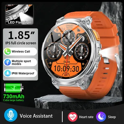LIGE LED Taschenlampe Smart Uhr Männer 730mAh Batterie Wasserdichte Armbanduhr Bluetooth Anruf Militär Sport Smartwatch reloj hombre