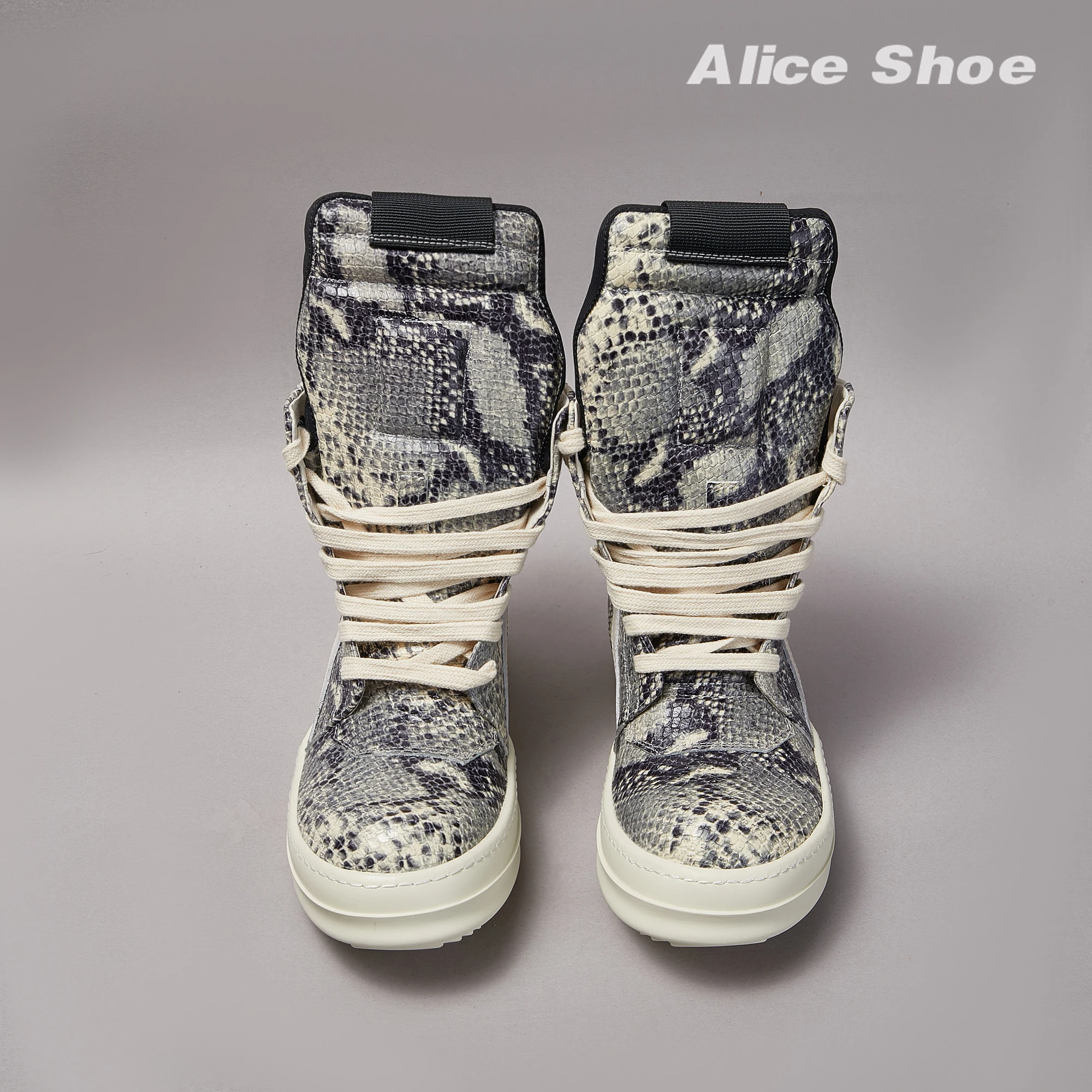 Marke Männer Ankle Boot Casual Leder High Top Frauen Sneaker Python-Embossed Flache Luxus Trainer Designer Plattform Grau flache Schuh