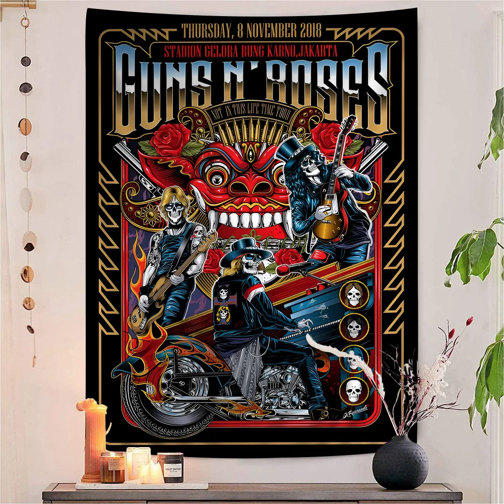G-Guns N-N R-Rosen R-Rock-Band hängen böhmischen Wandteppich böhmischen Wandteppiche Mandala billige Hippie Wandbehang