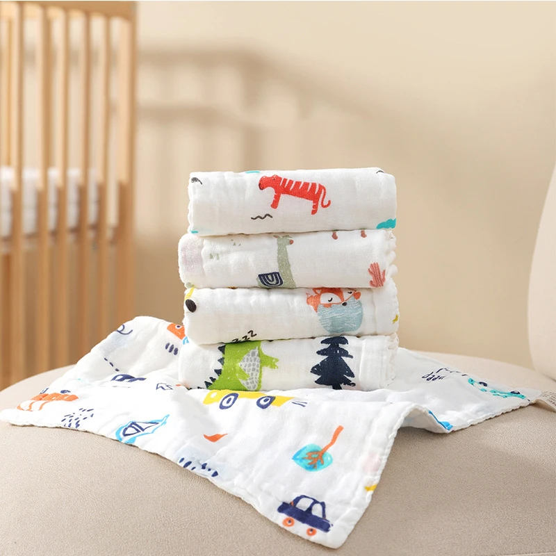 Zufällige Baumwoll gaze Baby Baby Gesichts tuch sechs schicht iges quadratisches Handtuch mit hoher Dichte, weiches, saugfähiges Handtuch set