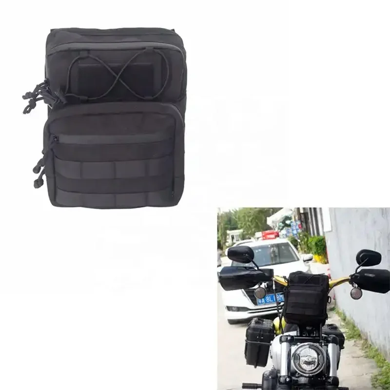 Universal Club Style Molle Traveller T Bar Taschen Lenker T-Bar Tasche Werkzeug tasche für Harley Softail Low Rider St Bobber Cafe Racer Image