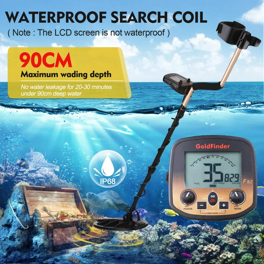 Fs2 unterirdischer Metall detektor hoch empfindliche 11 ''und 5'' Spulen Schatzsucher präzise Ortung profession eller Gold detektor Image