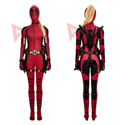 Neuer Film Wolverineng Deadpooling Mädchen Cosplay Kostüm Overall Helm Gürtel Stiefel, um rotes Image