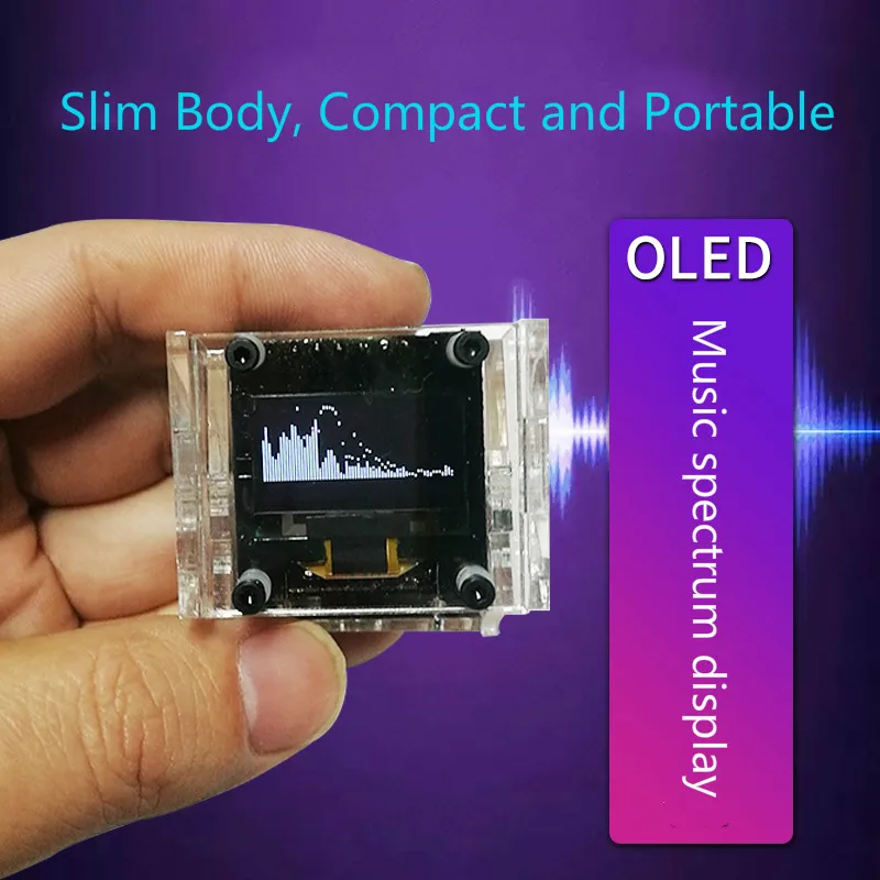 OLED Stereo Control Musik Spektrum Display VU Meter 0,96 zoll Bildschirm 8-modus Modul Handheld Miniatur Ultra-dünne mit Fall Neue Image