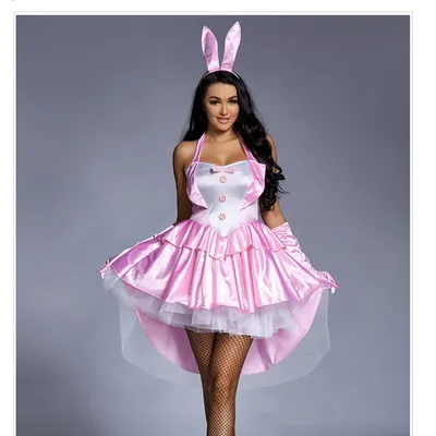 Karneval Halloween Dame Sexy Rosa Bunny Girl Kostüm Schöne Tüll Smoking Kaninchen Disfraz Cosplay Phantasie Party Kleid Image