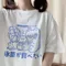 Sommer Frauen Baumwolle T-shirts Straße Kreative Schlag Fan Katze Drucke Kurzarm Oansatz Lose Tops Mode Lässig Weiblichen Kleidung