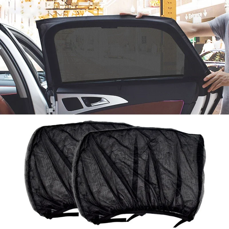 2 stücke Auto Styling Zubehör Sonnenschutz Auto UV Schützen Vorhang Seite Fenster Sonnenschirm Mesh Sonnenblende Schutz Fenster Filme Werkzeuge Image