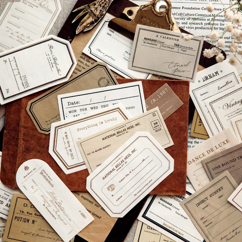 100 Stück/Paket Vintage Big Art Label Material Tasche Handtasche DIY dekorative Material Aufkleber Scrap booking Zubehör Image