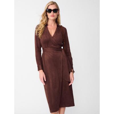 J.McLaughlin Women's Brandt Faux Suede Dress Mocha, Size XL | Spandex/Suede